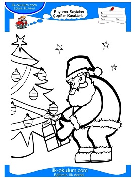 Çocuklar İçin Noel Baba Boyama Sayfaları 